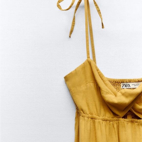 ZARA STRAPPY LINEN BLEND MIDI DRESS - Picture 5 of 5